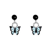 Zinc Alloy Stud Earring Butterfly high quality plated fashion jewelry & for woman black nickel lead & cadmium free Sold By Pair