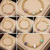 Stainless Steel Jewelry Bracelet 304 Stainless Steel with 5cm extender chain fashion jewelry & for woman & enamel golden Length Approx 18 cm Sold By PC
