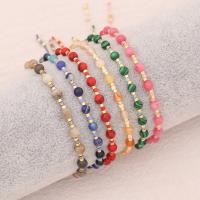 Gemstone Bracelets, Natural Stone, with Seedbead, handmade, Adjustable & fashion jewelry & for woman, more colors for choice, Length:Approx 25 cm, Sold By PC