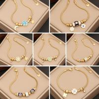 Stainless Steel Jewelry Bracelet, 304 Stainless Steel, with 5cm extender chain, fashion jewelry & different styles for choice & for woman & enamel & with rhinestone, golden, Length:Approx 18 cm, Sold By PC
