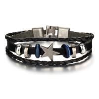 Cowhide Bracelet with PU Leather & Zinc Alloy knit three layers & fashion jewelry & Unisex Length 22 cm Sold By PC