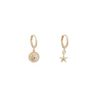 Asymmetric Earrings, Brass, with Acrylic, real gold plated, fashion jewelry & micro pave cubic zirconia & for woman, golden, 2.2*1.0,0.7cm, Sold By Pair