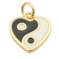 Brass Jewelry Pendants Heart gold color plated fashion jewelry & ying yang & DIY & for woman & enamel two different colored Approx 3mm Sold By PC