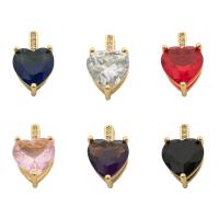 Cubic Zirconia Brass Pendants Heart gold color plated fashion jewelry & DIY & micro pave cubic zirconia & for woman & with cubic zirconia Approx 2mm Sold By PC