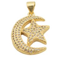 Cubic Zirconia Micro Pave Brass Pendant, gold color plated, fashion jewelry & DIY & micro pave cubic zirconia & for woman, golden, 25x16x3mm, Hole:Approx 3mm, Sold By PC