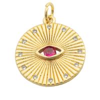 Evil Eye Pendants, Brass, gold color plated, fashion jewelry & DIY & evil eye pattern & micro pave cubic zirconia & for woman, two different colored, 23x18x3mm, Hole:Approx 5mm, Sold By PC