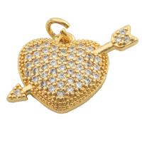 Cubic Zirconia Micro Pave Brass Pendant Heart gold color plated fashion jewelry & DIY & micro pave cubic zirconia & for woman golden Approx 3mm Sold By PC