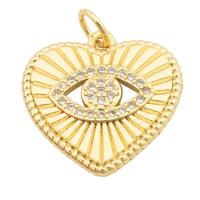 Evil Eye Pendants Brass Heart gold color plated fashion jewelry & DIY & evil eye pattern & micro pave cubic zirconia & for woman golden Approx 3mm Sold By PC