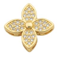 Cubic Zirconia Micro Pave Brass Pendant Flower gold color plated fashion jewelry & DIY & micro pave cubic zirconia & for woman golden Approx 3mm Sold By PC