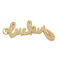 Cubic Zirconia Micro Pave Brass Pendant Alphabet Letter gold color plated fashion jewelry & DIY & micro pave cubic zirconia & for woman golden Approx 5mm Sold By PC