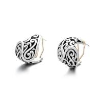 925 Sterling Silver Stud Earrings, Antique finish, fashion jewelry & for woman, nickel, lead & cadmium free, 15mm, Sold By Pair