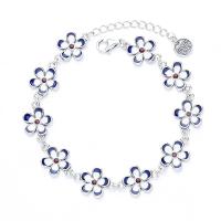 925 Sterling Silver Bangle Bracelet with 1.18inch extender chain Flower Antique finish fashion jewelry & for woman & epoxy gel nickel lead & cadmium free 11mm Length Approx 6.69 Inch Sold By PC