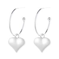 925 Sterling Silver Stud Earrings Heart bright silver color plated fashion jewelry & for woman nickel lead & cadmium free 12.7mm Sold By Pair