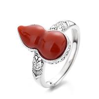 Ezüst ékszer Finger Ring, 925 ezüst, -val Yunnan vörös achát, Lopótök, divat ékszerek & egynemű, nikkel, ólom és kadmium mentes, 16mm, Által értékesített PC