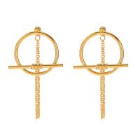 Stainless Steel Drop Earring, 304 Stainless Steel, Vacuum Ion Plating, fashion jewelry & for woman, golden, 54.80x30mm, Sold By Pair