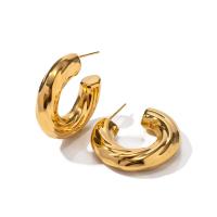 Stainless Steel Stud Earrings, 304 Stainless Steel, 18K gold plated, fashion jewelry & for woman, golden, 29.80x7.80mm, Sold By Pair