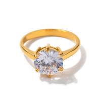 Zirkonia Edelstahl-Finger- Ring, 304 Edelstahl, 18K vergoldet, Modeschmuck & für Frau & mit kubischem Zirkonia, goldfarben, verkauft von PC
