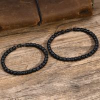 Bijoux bracelet en acier inoxydable, Acier inoxydable 304, longueur différente pour le choix & pavé de micro zircon & pour homme, noire, 5mm, Vendu par PC
