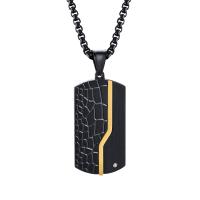 Stainless Steel Jewelry Necklace, 304 Stainless Steel, Vacuum Ion Plating, different styles for choice & micro pave cubic zirconia & for man, black, 43x21.30mm, Length:Approx 23.62 Inch, Sold By PC
