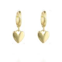 Brass Huggie Hoop Earring Heart gold color plated for woman nickel lead & cadmium free Sold By Pair