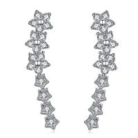 Cubic Zirconia Micro Pave Brass Earring Flower platinum color plated micro pave cubic zirconia & for woman nickel lead & cadmium free 25mm Sold By Pair