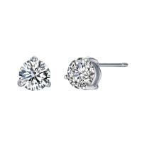Brass Stud Earring, with Cubic Zirconia, platinum color plated, for woman, nickel, lead & cadmium free, 6.80mm, Sold By Pair