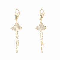 Cubic Zirconia Micro Pave Brass Earring, real gold plated, fashion jewelry & micro pave cubic zirconia & for woman, nickel, lead & cadmium free, 68x17mm, Sold By Pair