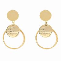 Brass Drop Earring Round real gold plated fashion jewelry & for woman nickel lead & cadmium free Sold By Pair