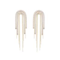 Fashion Fringe Earrings Brass plated fashion jewelry & micro pave cubic zirconia & for woman nickel lead & cadmium free Sold By Pair