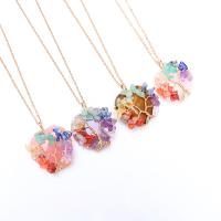 Quartz Gemstone Pendants, Brass, with Natural Stone & Quartz, with 5cm extender chain, Heart, plated, fashion jewelry, more colors for choice, nickel, lead & cadmium free, 30x36mm, Length:48 cm, Sold By PC
