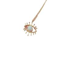 Collier Evil Eye bijoux, laiton, avec pierre gemme, avec 5cm chaînes de rallonge, Mauvais œil, Placage, bijoux de mode, doré, protéger l'environnement, sans nickel, plomb et cadmium, 12mm, Longueur:40 cm, Vendu par PC