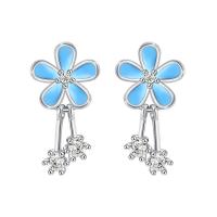 Brass Drop Earring, Flower, platinum plated, micro pave cubic zirconia & for woman & epoxy gel, 18mm, Sold By Pair