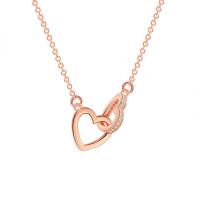Brass Necklace, Heart, plated, oval chain & for woman & with rhinestone & hollow, more colors for choice, 11.50mm, Length:Approx 19.7 Inch, Sold By PC