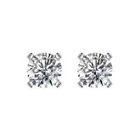 Brass Stud Earring platinum plated & micro pave cubic zirconia & for woman Sold By Pair