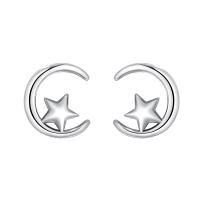 Brass Stud Earring, Moon and Star, plated, fashion jewelry & for woman, more colors for choice, 9.50mm, Sold By Pair
