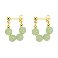 Brass Drop Earring, with Hetian Jade, gold color plated, fashion jewelry & for woman, 21x18mm, Sold By Pair