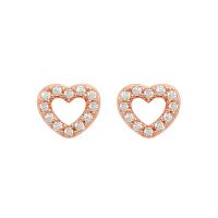Brass Stud Earring Heart plated for woman & with rhinestone & hollow 7.30mm Sold By Pair