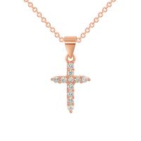 Messing Halskette, Kreuz, plattiert, Oval-Kette & für Frau & mit Strass, keine, Länge:ca. 18-20 ZollInch, verkauft von PC