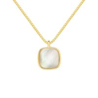 Brass Necklace with White Shell with 2inch extender chain Square plated box chain & for woman Length Approx 18.9 Inch Sold By PC