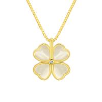 Brass Necklace, with Czech Rhinestone & Cats Eye, with 2inch extender chain, Four Leaf Clover, plated, box chain & for woman, more colors for choice, 15mm, Length:Approx 16.1 Inch, Sold By PC
