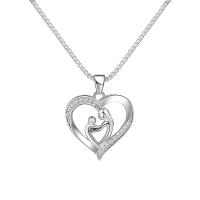 Brass Necklace with 2inch extender chain Heart plated mother and child series & box chain & for woman & with rhinestone & hollow Length Approx 18.1 Inch Sold By PC