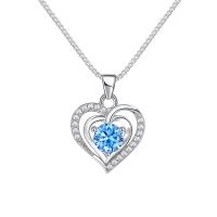 Brass Necklace Heart platinum plated box chain & for woman & with rhinestone & hollow Length Approx 18.1 Inch Sold By PC