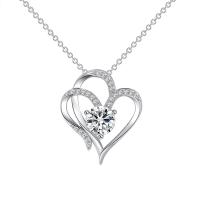 Brass Necklace Heart plated cross chain & micro pave cubic zirconia & for woman & hollow Length Approx 18-20 Inch Sold By PC