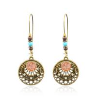 Tibetan Style Drop Earrings, fashion jewelry & for woman & enamel, more colors for choice, nickel, lead & cadmium free, 60x23mm, Sold By Pair