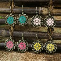 Tibetan Style Drop Earrings, fashion jewelry & for woman & enamel, more colors for choice, nickel, lead & cadmium free, 50x30mm, Sold By Pair