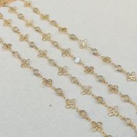 Brass Beading Chains with Crystal real gold plated DIY golden nickel lead & cadmium free Length Approx 50 cm Sold By PC
