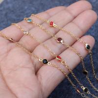 Brass Beading Chains with Crystal real gold plated DIY multi-colored nickel lead & cadmium free Length Approx 50 cm Sold By PC