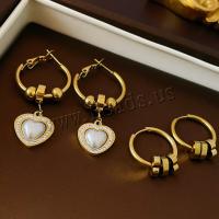 Titanium Steel  Earring fashion jewelry & for woman & with rhinestone golden Sold By Pair