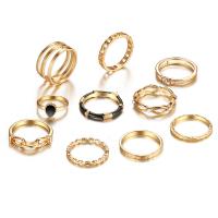 Zinc Alloy Ring Set gold color plated 10 pieces & fashion jewelry & micro pave cubic zirconia & for woman & enamel two different colored Sold By Set