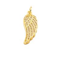 Cubic Zirconia Micro Pave Brass Pendant Leaf gold color plated fashion jewelry & DIY & micro pave cubic zirconia & for woman golden Approx 3.5mm Sold By PC